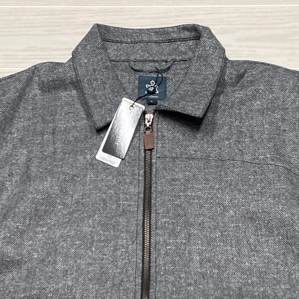 Turtleson‎ Men's Wool Blend Full Zip Gentleman's Jacket Gray Size Large